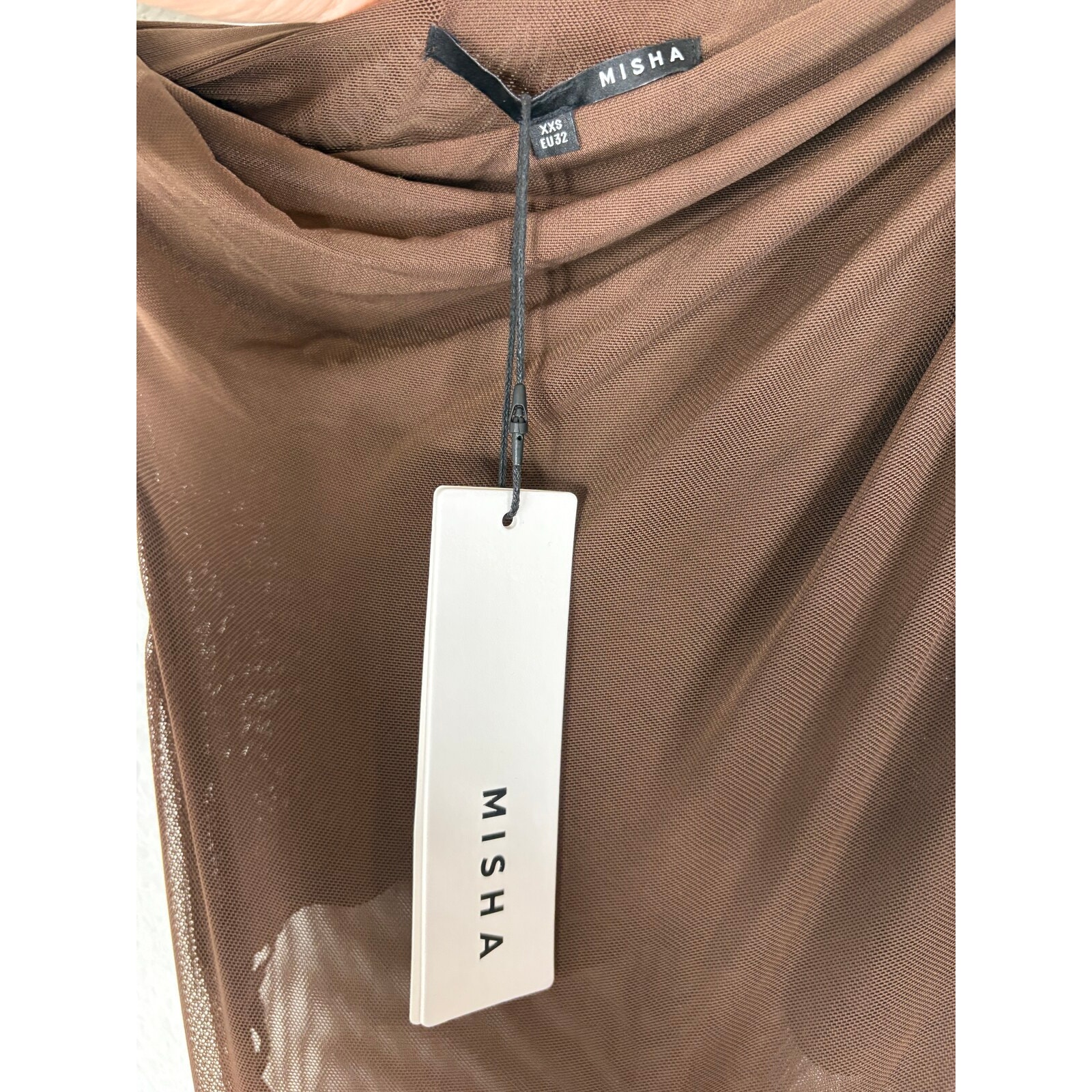 Misha Sisal Maxi Dress Draped Mesh Party Formal Prom Wedding Guest Gala Hoco Xxs — image 7 of 8